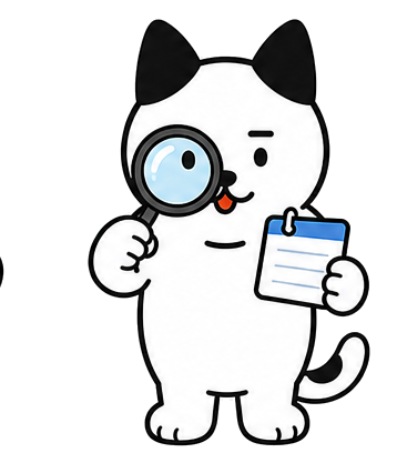 虫眼鏡で違いを見つけるSANCLEキャラクター