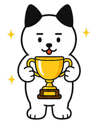 達成を喜ぶSANCLEキャラクター