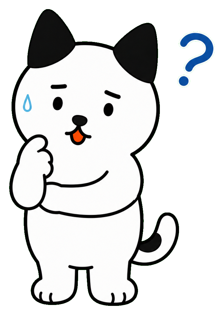 悩んでいるSANCLEキャラクター